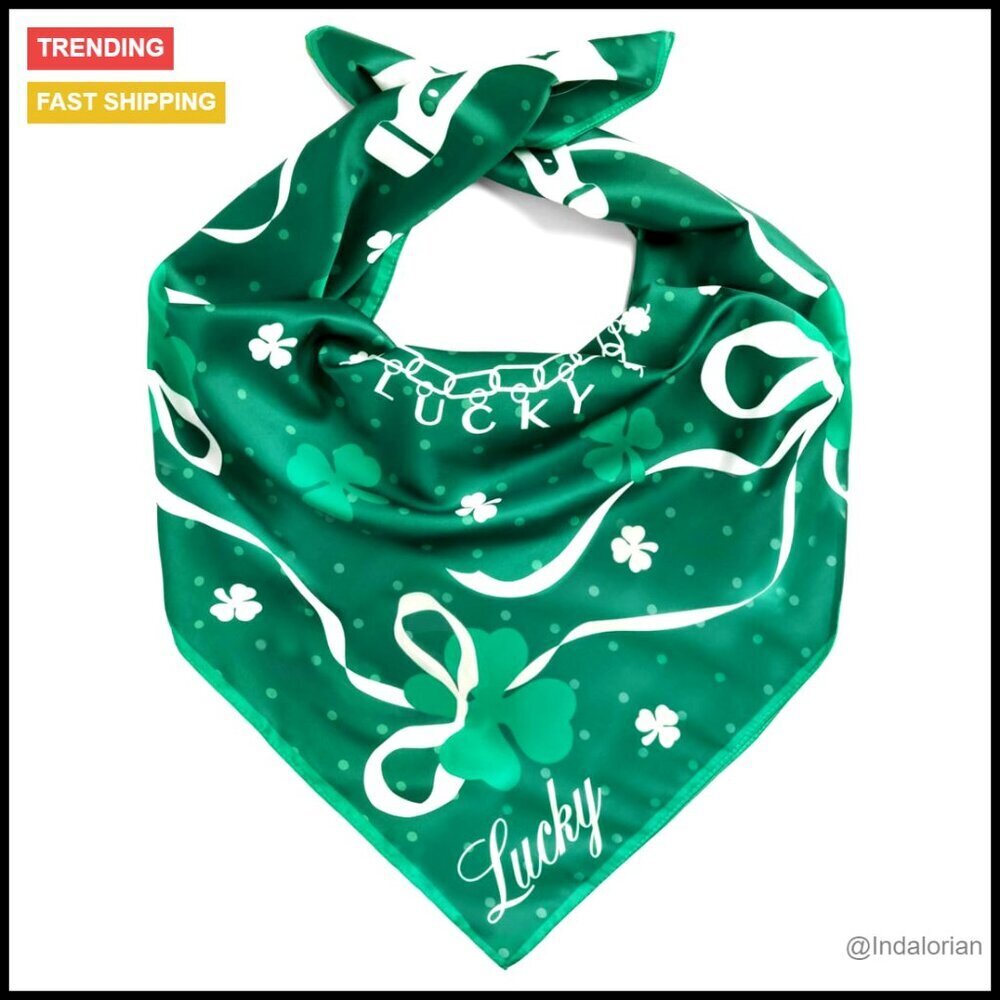 Satin Headscarf Bandana Silk Square St Patrick's Day Festive Hair Accessory